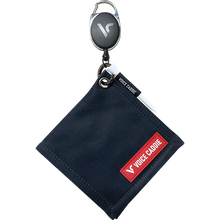 Load image into Gallery viewer, Black fabric with red label and keychain on a white background