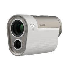 Load image into Gallery viewer, A compact and stylish golf laser rangefinder with a silver body and black lenses.
