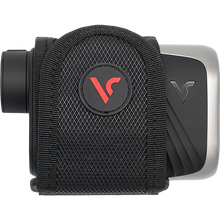 Load image into Gallery viewer, A black laser magnet holder with the Voice Caddie logo on it, designed to attach to golf carts or clubs.

