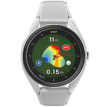 Load image into Gallery viewer, Grey T9 Golf GPS Watch showcasing its digital interface with slope and green reader
